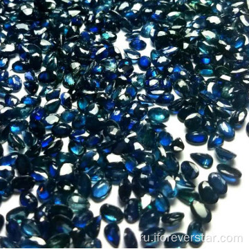 Натуральный овальный порезанный синий сапфировый драгоценный камень